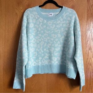 John + Jenn size large blue green leopard print sweater